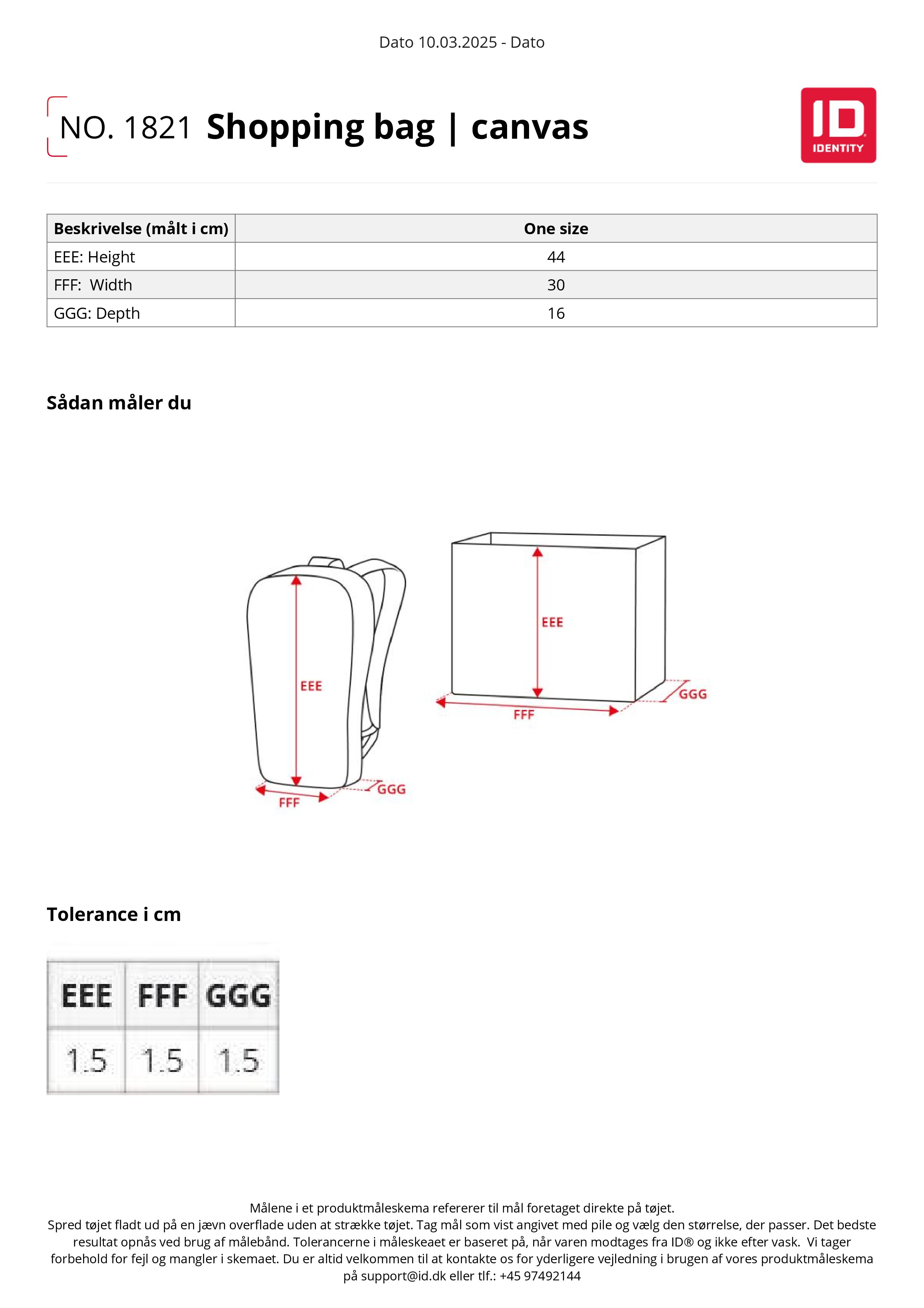 Produktmålskema