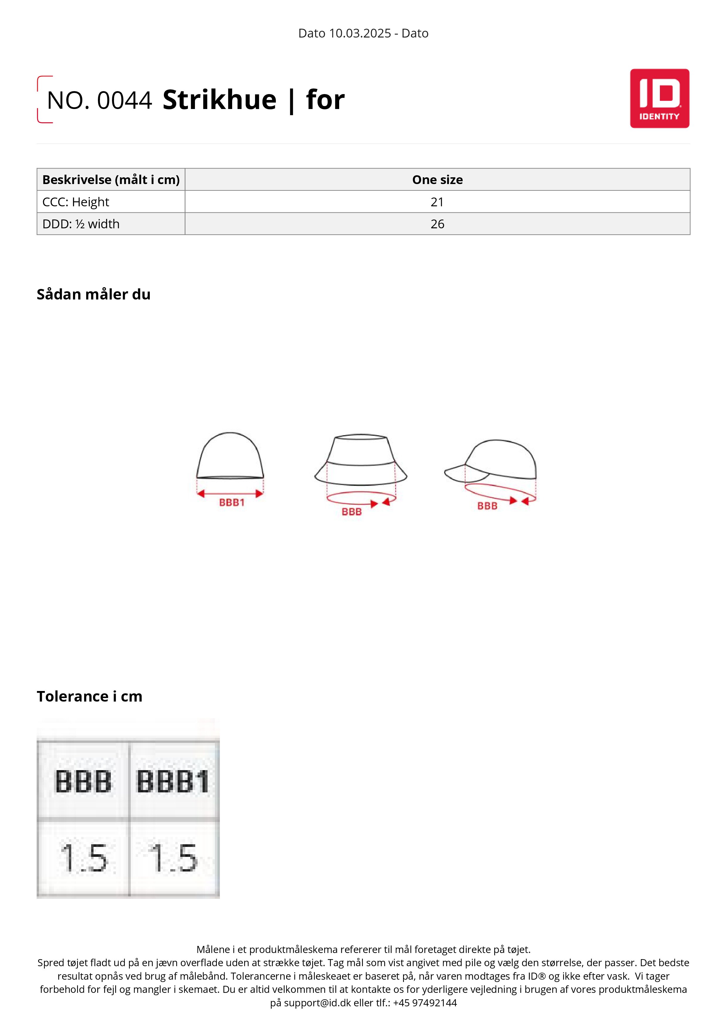 Produktmålskema